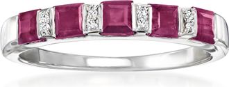 Ross-Simons Ruby Ring With Diamonds in Sterling Silver