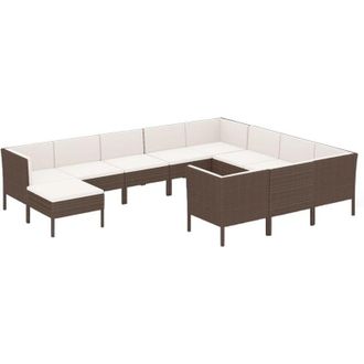 vidaXL 11 Pcs Garden Lounge Set Con Coj&iacute;n Mimbre Pe Brown