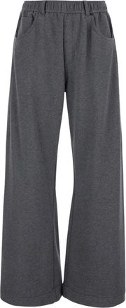 Brunello Cucinelli Wijde Broek - Dames - Wijde Broeken - Grijs - M - Wol - Broeken