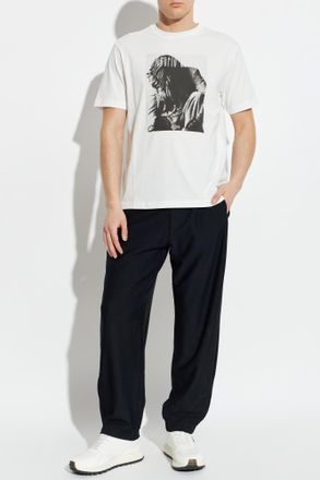 Giorgio Armani Perforated Trousers With Embroidered Logo, Mens, Black