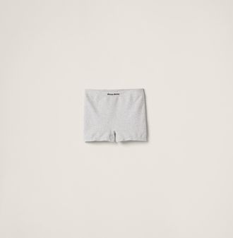 Miu Miu Seamless M&eacute;lange Knit Boxer Shorts, Woman, Grey, Size XLXXL