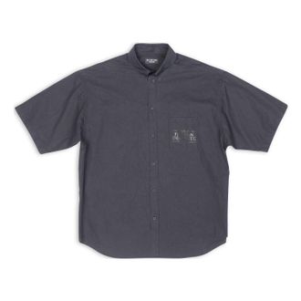 Balenciaga Fashion Institute Short Sleeve Shirt Large Fit Dark Grey 703846TYB181270