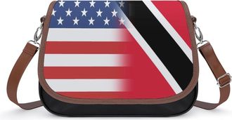 Generic USA And Trinidad And Tobago Flag Crossbody Bag Womens Handbag PU Message Bags Shoulder Purse with Adjustable Strap