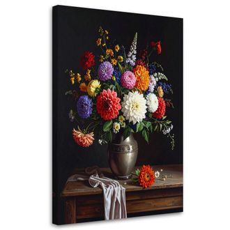 Feeby Cuadro En Lienzo, Ramo De Flores De Colores En Un Jarr&oacute;n, 80x120