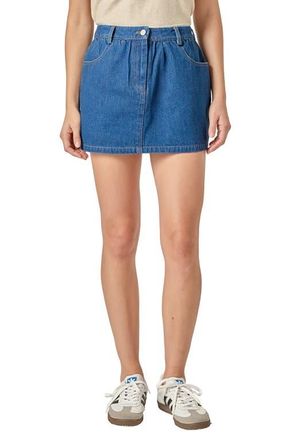 English Factory Shirred Denim Miniskort in Dark Denim at Nordstrom, Size X-Small
