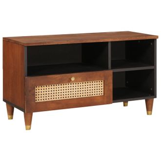 Berkfield Home Media Storage Cabinets & Racks Brown Cane & solid mango wood
