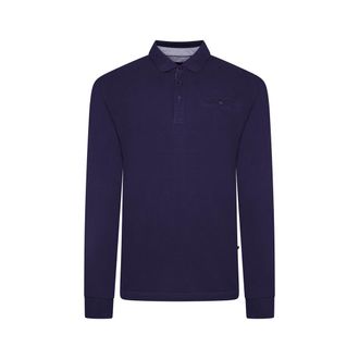 KAM Polo Pique Shirt Long Sleeve Pocket Jacquard Collar Mens Plus Size 5508 (UK, Alpha, 5XL, Plus, Regular, Navy)
