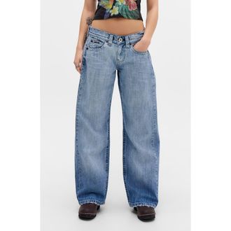BDG Kayla Gradient Low Rise Wide Leg Jeans in Mid Vintage at Nordstrom, Size 30 32