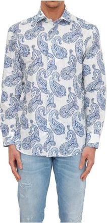 Etro Camicia Fantasia Shirt - Heren - Casual Overhemden - Blauw - 2XL - Katoen - Overhemden