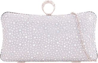 Girly HandBags Womens Rhinestones Compact Clutch Bag Small AB Silver