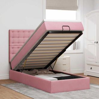 vidaXL Estructura De Cama Otomana Colchones Terciopelo Rosa 90x200cm Vidaxl