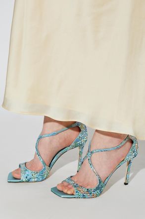 Jimmy Choo London Azia Satin Heeled Sandals, Womens, Blue