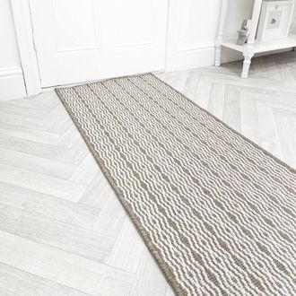 Runrug Carpet Runner Rug - Indoor/Outdoor, Reversible, 2mm - Cable in Beige | Size: 60 cm x 390 cm