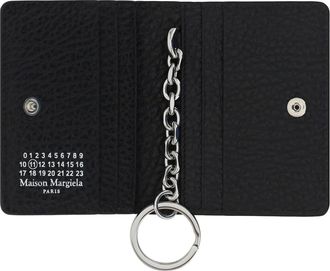 Maison Margiela Womens Calfskin Keychain With Card Compartments Black Calf Leather Bos Taurus Keyrings & Keychains