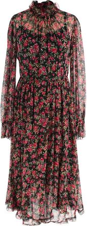 Dolce & Gabbana Floral High Neck Ruffled Hem Silk Midi Dress Size S