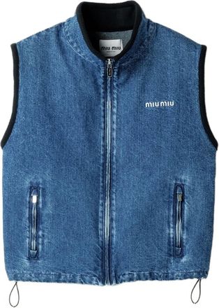 Miu Miu Gilet denim con ricamo - Blu