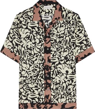 Dries Van Noten Short-Sleeve Abstract Pattern Shirt with Camp Collar