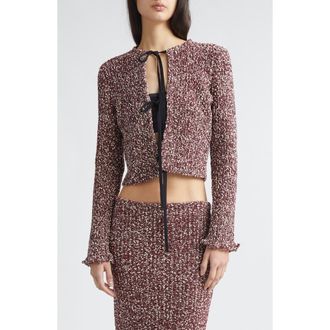 Proenza Schouler Colette Cotton & Linen Popcorn Slub Cardigan in Wine Multi at Nordstrom, Size Medium