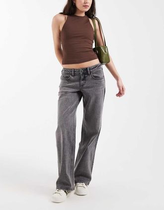 Hollister Jeans ampi a vita bassa con retro regolabile lavaggio grigio