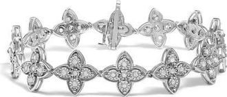 House of Brilliance Silver 1.0 cttw Miracle-Set Diamond 4 Leaf Clover Link Bracelet in White at Nordstrom