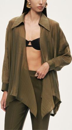 Nocturne Fluid Open-Front Shirt in Khaki at Nordstrom, Size Large