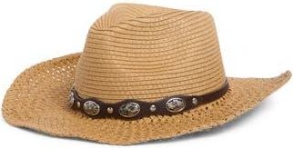 Vince Camuto Concho Trim Cowgirl Hat in Tan at Nordstrom Rack