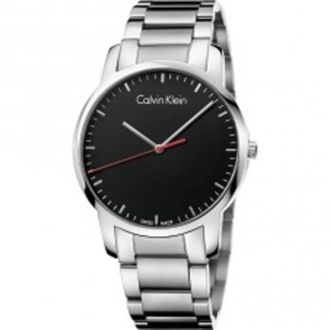 Calvin Klein Modern Quartz Horloge met Zwarte Wijzerplaat en Zilveren Stalen Band - Dames - Horloges - Grijs - ONE Size - Accessoires