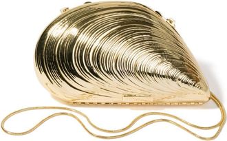 SIMKHAI Bridget shell-shapped clutch - women - Brass/Polyester - One Size - Gold