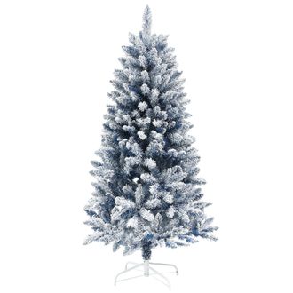 HOMCOM 5 Foot Artificial Blue Snow Flocked Christmas Tree With Hinged Branches | TJ Hughes