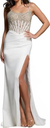 Jovani Sleeveless Gown With Beaded Bodice Gown In Off White