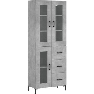 vidaXL Vidaxl - Aparador alto madera contrachapada gris hormigón 69,5x34x180 cm