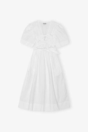 Ganni White Stretch Cotton Dress - Size 10/12 Organic