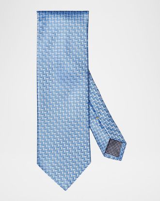 Eton Mens Geometric Woven Silk Tie