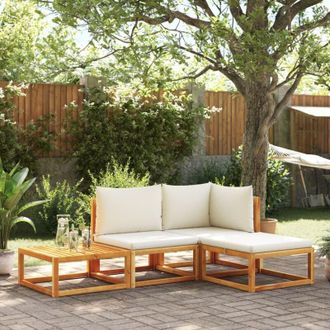 vidaXL Conjunto De Sof&aacute; De Jard&iacute;n De 4 Piezas Con Cojines De Madera De Acacia Y Rat&aacute;n Vidaxl
