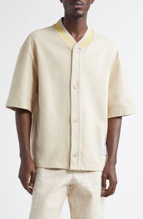 Jacquemus La Chemise Baseball Shirt in Beige at Nordstrom, Size X-Large
