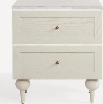 Anthropologie Fern Marble Top Two-Drawer Nightstand