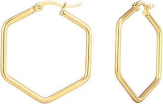 Adornia Adornia 18K Plated Stainless Steel Tarnish-Resistant Hexagon Hoop Earrings