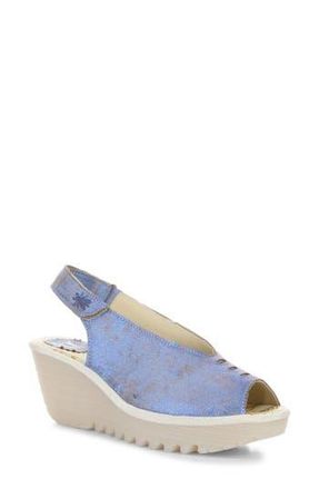 FLY London Yeay Peep Toe Sandal in 014 Light Blue Cool at Nordstrom Rack, Size 10-10.5Us / 41Eu