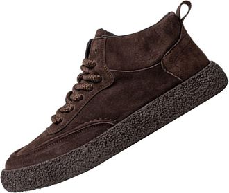 Generic Mens Suede Shoes Sneaker, Ankle Boots Lace Up Casual Trainers Non-Slip Popular Labor Shoe High Top Work Shoes Comfortable Flats Shoe Retro Fashion Tra