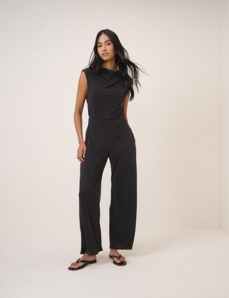 Nobody's Child Black Boat Neck Sleeveless Jumpsuit