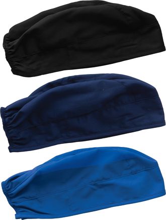 Cherokee Men and Women Scrub Cap with Adjustable Elastic Tie-Back Lightweight, Breathable No-Slip Unisex Surgical Cap - 2506, Black / Navy / Royal - 3 Pack, On