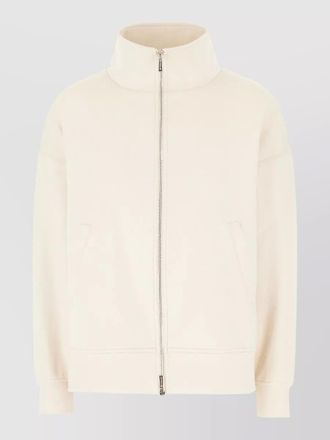 Moorer stretch cotton blend jacket high collar
