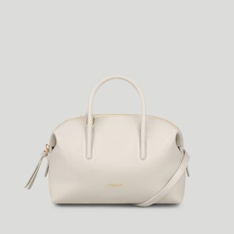 DeMellier The Small Stockholm in Chalk Fine Grain Leather Top handle bag