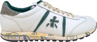 Premiata Witte leren sneaker met groene accenten - Heren - Sneakers - Veelkleurig - 45 EU - Schoenen