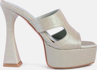 London Rag pda croc high heel platform sandals