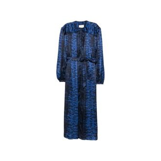 Isabel Marant Midi jurk met strikdetail - Dames - Casual kleedjes - Blauw - XS - Satijn - Kleedjes