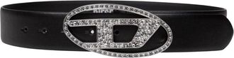 Diesel Zwart Ovaal Gesp Leren Riem - unisex - Riemen - Zwart - 80 CM - Accessoires