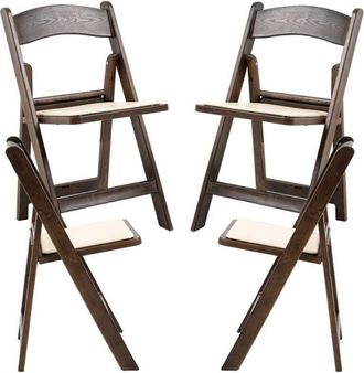 Regalos Miguel Regalos Miguel - Sillas Plegables - Pack 4 Sillas Gala Plegable con Cojín efecto Madera - Roble oscuro