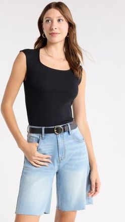 Melrose and Market Square Neck Top in Black at Nordstrom Rack, Size X-Large