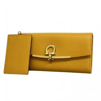 Ferragamo Yellow Leather Long Wallet (Bi-Fold) (Pre-Owned)